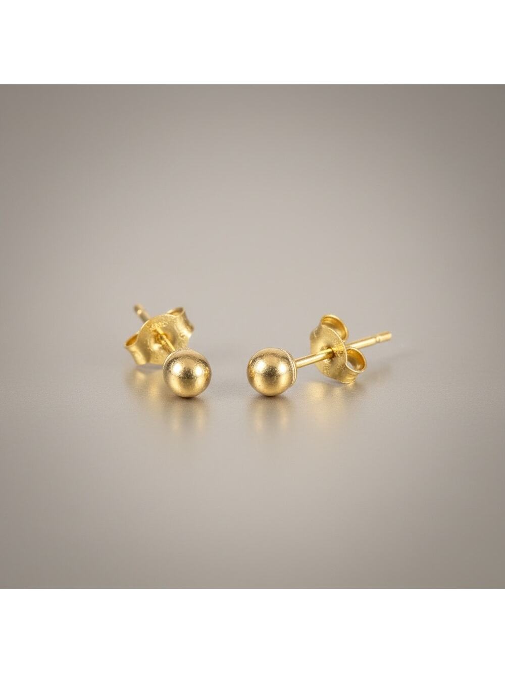 Jewelry Solid 4mm 14k Yellow Italian Gold Push Back Ball Studs Made In Italy
